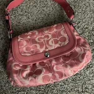 Coach SoHo Pleated Signature Pink Flap Handbag